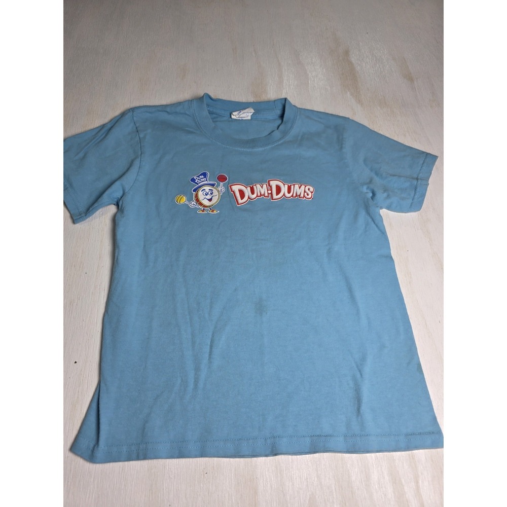 VINTAGE 90s Dum Dum Pops Blue Graphic Tee T-Shirt Fruit of the Loom Kids Size S